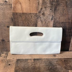 Hobo International Leather Clutch Bag Purse off white